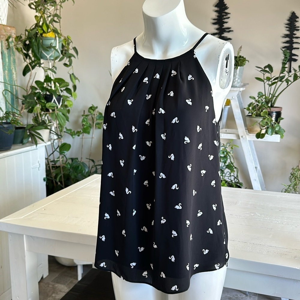 RW&CO size small swan print flowing camisole/tank top 100% polyesterSM